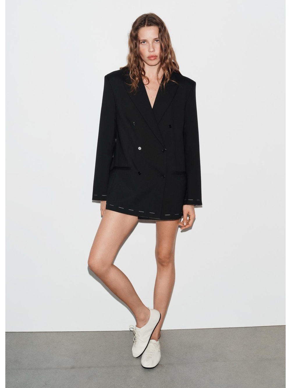 ZARA TOPSTITCHED OVERSIZED BLAZER